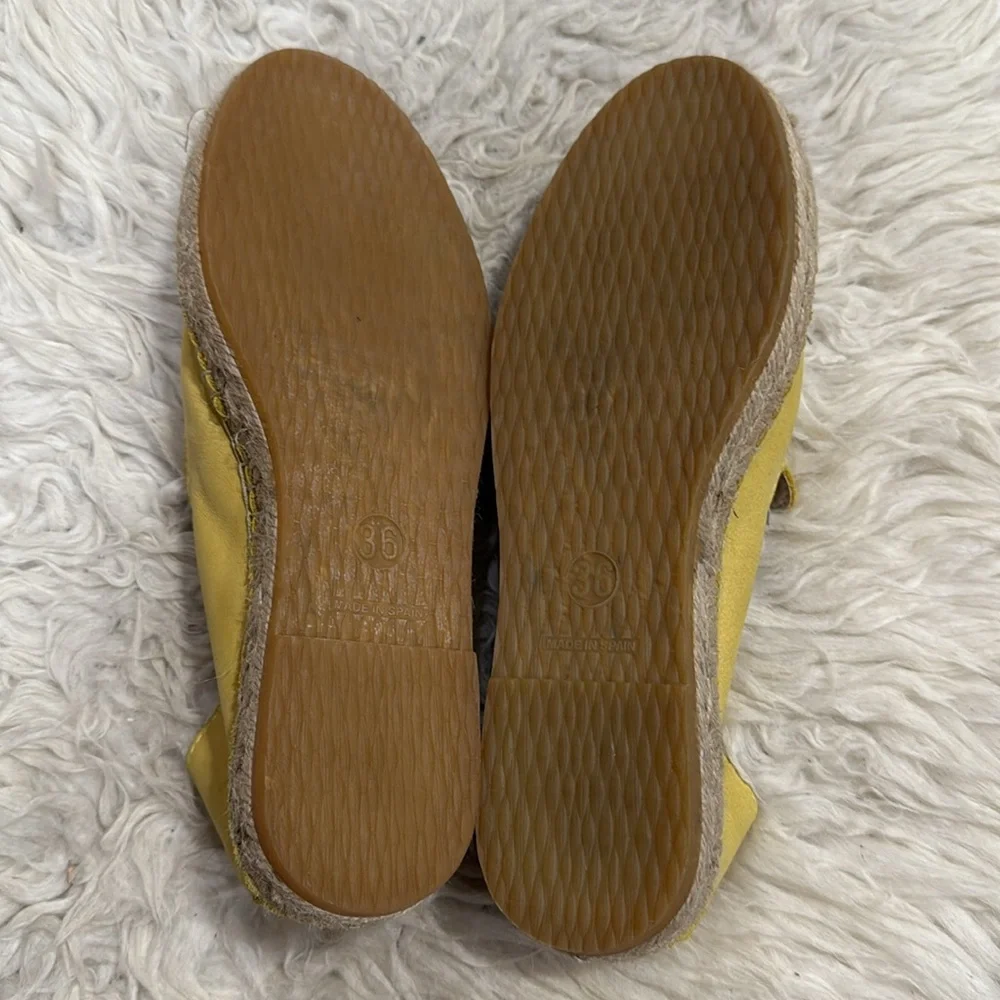 Free People Yellow Laurel Canyon Leather Espadrille Flats Size 36 EU 5.5-6‎ US